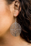 2020 February Fashion Fix - Sunset Sightings  Oversized circular frames adorned in texture radiate from a central point, creating a dizzying design. Earring attaches to a standard fishhook fitting. Sold as one pair of earrings.  P5TR-SVXX-166RY