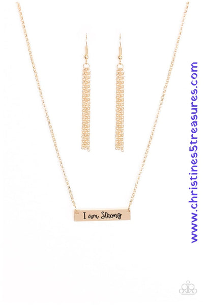 Be Strong - Gold Necklace ~ Paparazzi Inspirational