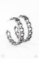 Breaking Chains - Black Hoop Earrings ~ Paparazzi Fashion Fix