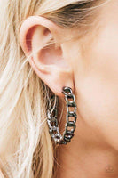 Breaking Chains - Black Hoop Earrings ~ Paparazzi Fashion Fix