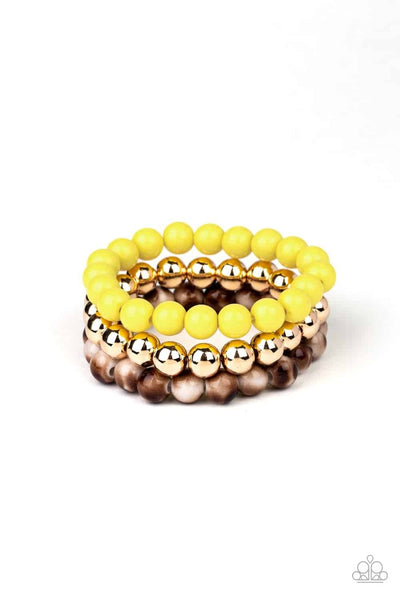 Courageously Couture - Yellow Bracelets ~ Paparazzi