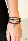 Mismatched strands of leather, braided twine, and strands of multicolored wooden beads stack across the wrist in a colorful urban fashion. A shimmery silver leaf charm swings from the wrist, adding a whimsical finish to the seasonal palette. Features an adjustable sliding knot closure. Sold as one individual bracelet.  P9UR-MTXX-147XX