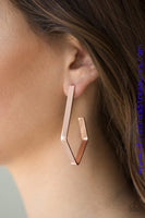 Geo Grand - Copper Hoop Earrings ~ Paparazzi