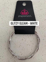 Glitzy Gleam - White Bracelet ~ Paparazzi Life Of The Party