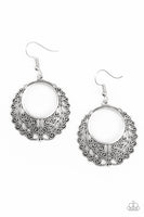 Brushed in an antiqued shimmer, vine-like filigree climbs a silver hoop for a seasonal look. Earring attaches to a standard fishhook fitting. Sold as one pair of earrings.  P5WH-SVXX-167XX