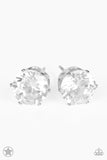 BLOCKBUSTER A sparkling white rhinestone is nestled inside a classic silver frame for a timeless look. Earring attaches to a standard post fitting. Sold as one pair of post earrings.   P5PO-WTXX-076XX