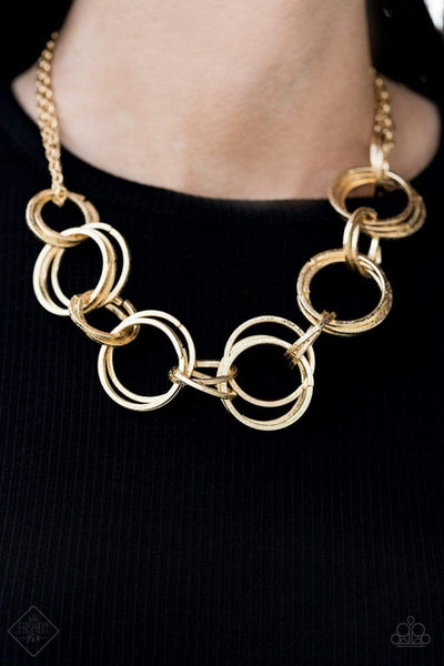 Jump Into The Ring - Gold Necklace ~ Paparazzi