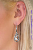 Varying in size, white rhinestones are haphazardly sprinkled along a glistening silver teardrop, creating a showy lure. Earring attaches to a standard fishhook fitting. Sold as one pair of earrings. P5RE-WTXX-297XX