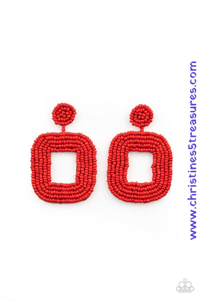Beaded Bella - Red Earrings ~ Paparazzi