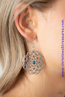 Dotted with a glittery blue rhinestone center, studded silver filigree blooms into an enchanting floral frame. Earring attaches to a standard fishhook fitting. Sold as one pair of earrings.  P5RE-BLXX-199XX