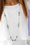 Brushed in an iridescent finish, bits of blue stone trickle along a lengthened silver chain for a seasonal look. Features an adjustable clasp closure. Sold as one individual necklace. Includes one pair of matching earrings. P2SE-BLXX-269XX