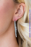 Glittery white rhinestones are encrusted along the spine of a classic gunmetal hoop for a timeless look. Earring attaches to a standard post fitting. Hoop measures 2" in diameter. Sold as one pair of hoop earrings.  P5HO-BKXX-074XX