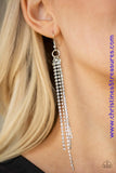 Featuring sleek square fittings, strands of glittery white rhinestones freefall from the ear, creating a glamorous fringe. Earring attaches to a standard fishhook fitting. Sold as one pair of earrings.  P5ED-WTXX-036XX
