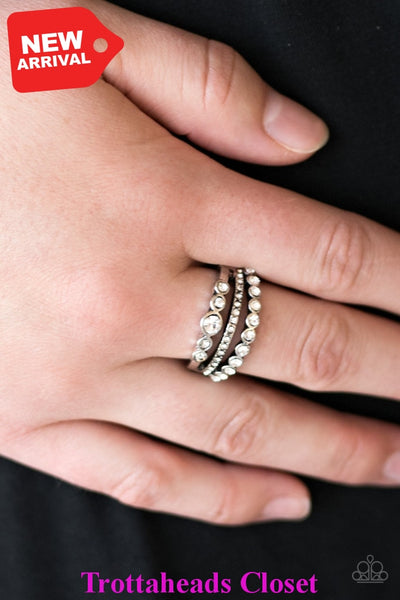 Cherish The Glitter - White Ring ~ Paparazzi Rings