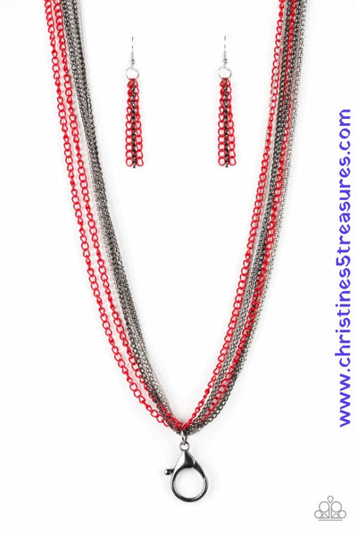 Colorful Calamity - Red Lanyard ~ Paparazzi Necklace