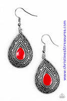 Desert Storm - Red Earrings ~ Paparazzi