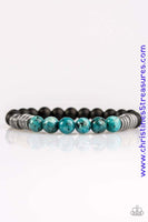 Infused with antiqued metallic accents, smooth black and energetic natural stone beads are threaded along a stretchy elastic band for a seasonal look. Sold as one individual bracelet.  P9SE-URBL-070XX