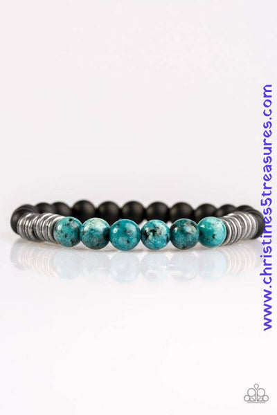 Infused with antiqued metallic accents, smooth black and energetic natural stone beads are threaded along a stretchy elastic band for a seasonal look. Sold as one individual bracelet.  P9SE-URBL-070XX