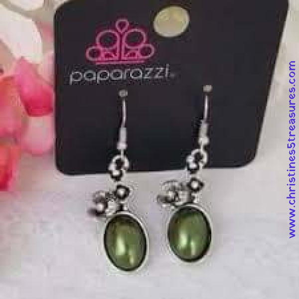 Floral Finery - Green Earrings ~ Paparazzi