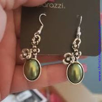 Floral Finery - Green Earrings ~ Paparazzi