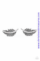 Flying Feathers - Silver Earrings ~ Paparazzi