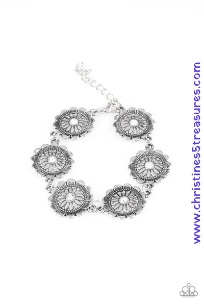 Funky Flower Child - White Bracelet ~ Paparazzi Bracelets