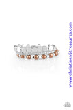 Mismatched silver and pearly brown beads are threaded along stretchy elastic bands, creating colorful layers across the wrist. Sold as one set of three bracelets.   P9RE-BNXX-091XX