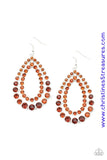 Varying in size, rows of glittery topaz rhinestones coalesce into two blinding teardrops for a jaw-dropping dazzle. Earring attaches to a standard fishhook fitting. Sold as one pair of earrings.  P5RE-BNXX-097XX