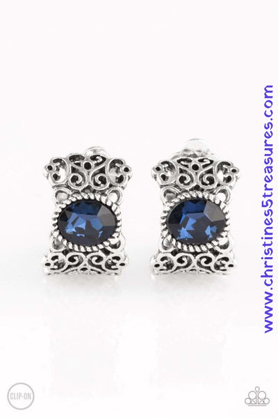 Glamorously Grand Duchess - Blue Earrings ~ Paparazzi