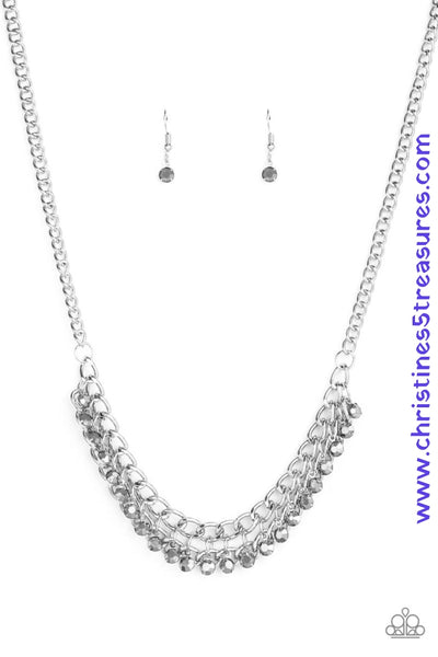Glow And Grind - Silver Necklace ~ Paparazzi