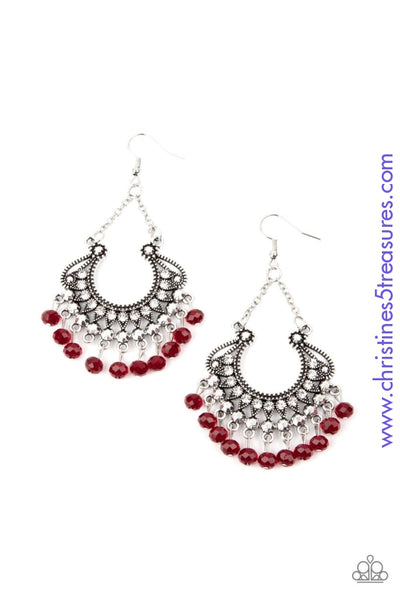 Glow Down In Flames - Red Earrings ~ Paparazzi