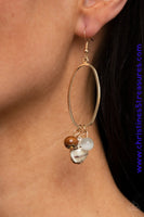 Golden Grotto - White Earrings ~ Paparazzi