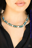 A glittery collection of metallic blue crystal-like beads and shiny silver beads are threaded along an invisible wire below the collar for a refined flair. Features an adjustable clasp closure. Sold as one individual necklace. Includes one pair of matching earrings.  P2RE-BLXX-286XX