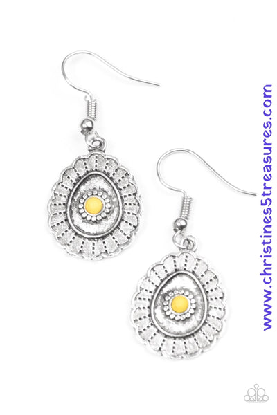 Magnificently Mayan - Yellow Earrings ~ Paparazzi