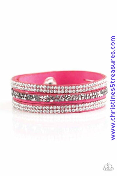Mega Glam - Pink Snap Wrap Bracelet ~ Paparazzi