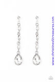 2020 April Life Of The Party Exclusive  Dainty white marquise rhinestone frames drip from a classic white rhinestone fitting. An oversized teardrop rhinestone swings from the bottom for a dramatic finish. Earring attaches to a standard post fitting. Sold as one pair of post earrings.  P5PO-WTXX-242XX