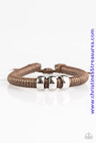 Shiny brown twine wraps around a black cord, creating an urban look around the wrist. Shiny silver beads slide along the cording for a rugged finish. Features an adjustable sliding knot closure. Sold as one individual bracelet.  Get The Complete Look! Necklace: “Trail Rules – Brown” (Sold Separately)  P9UR-BNXX-263PV