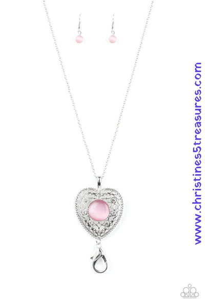 One Heart - Pink Lanyard Necklace ~ Paparazzi