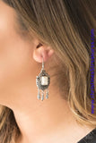 Chiseled into a tranquil square, an earthy white stone is pressed into the center of an ornate silver frame radiating with studded detail. Dainty silver beads swing from the bottom of the frame, creating a whimsical fringe. Earring attaches to a standard fishhook fitting. Sold as one pair of earrings. P5SE-WTXX-091XX
