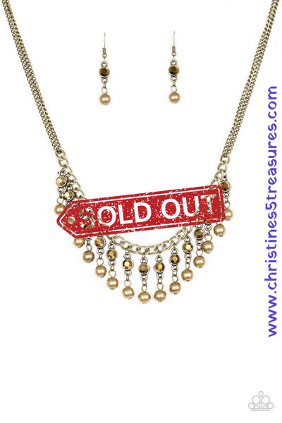 Pageant Queen - Brass Necklace ~ Paparazzi