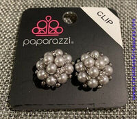 Par Pearl - Silver Clip-On Earrings ~ Paparazzi