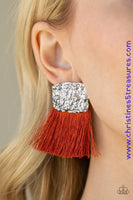 Plume Bloom - Orange Earrings ~ Paparazzi