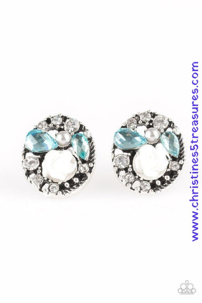 Pretty Perennial - Blue Post Earrings ~ Paparazzi