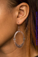 Etched in circular textures, a shimmery copper oval is encrusted in dainty topaz frames for an edgy look. Earring attaches to a standard fishhook fitting. Sold as one pair of earrings.  P5TR-CPXX-077XX