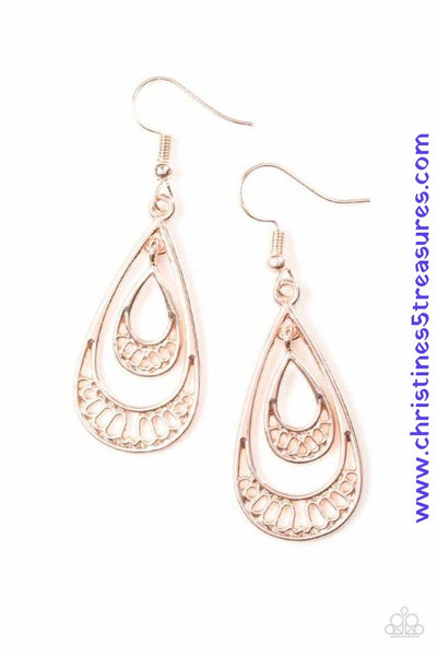 Reigned Out - Rose Gold Earrings ~ Paparazzi