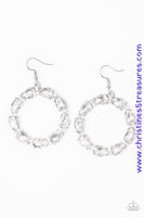 Ring Around The Rhinestones - White Earrings ~ Paparazzi