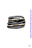 Rock Star Attitude - Black Gold Urban Snap Wrap ~ Paparazzi Bracelets