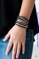 Rock Star Attitude - Black Gold Urban Snap Wrap ~ Paparazzi Bracelets