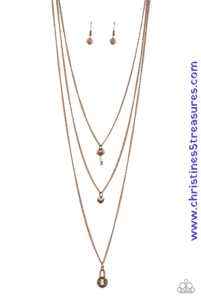 Secret Heart - Copper Necklace ~ Paparazzi
