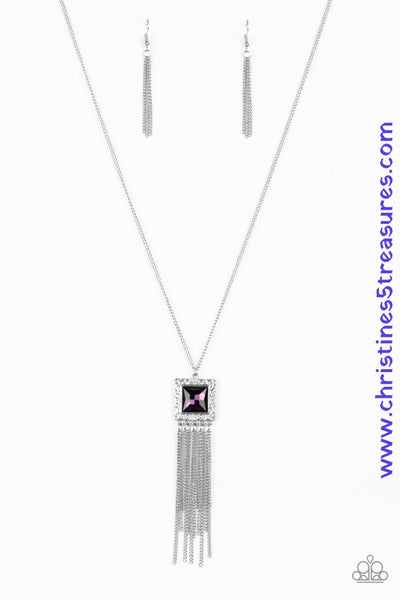 Shimmer Sensei - Purple/silver Necklace ~ Paparazzi